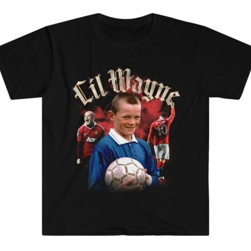 Soccer Star Wayne Rooney and Rapper Lil Wayne Font Mashup Shirt - Unisex Graphic